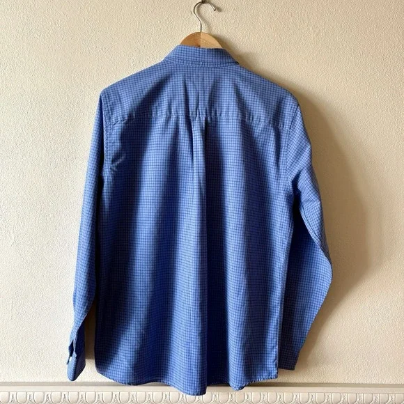 Cabin Creek Wrinkle Free Button Up Shirt Women's 14 Tall Blue Plaid Long Sleeve - Picture 6 of 7